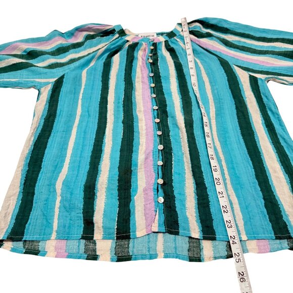 FRNCH Paris Corrynn Blue,‎ Green, Pink, Cream Striped Blouse Size M - Picture 8 of 8